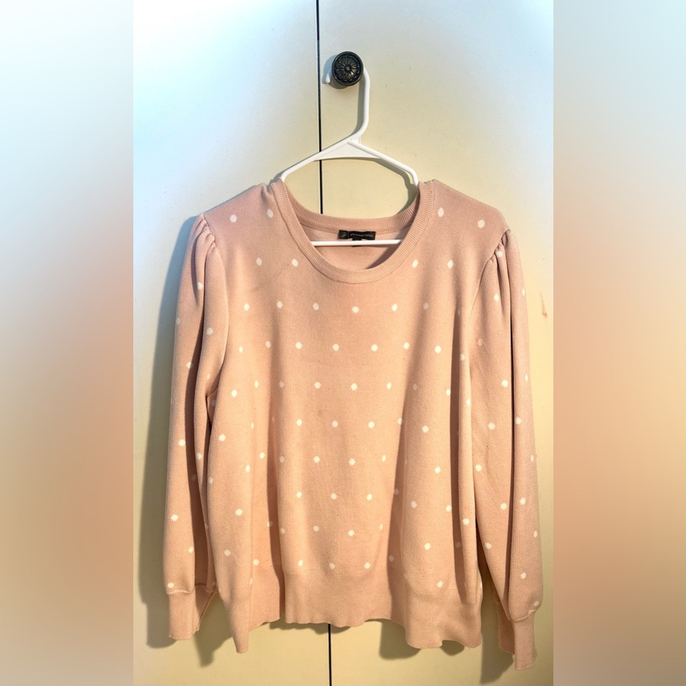 Adrianna Papell Pink Polka Dot Sweater